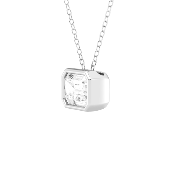 Modern Bezel Emerald Lab Diamond Pendant (2 ct. tw.)-14K White Gold