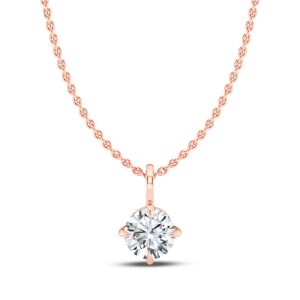 Classic Compass Set Round Lab Diamond Solitaire Pendant (1/3 ct. tw.)-14K Rose Gold