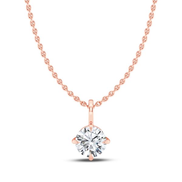Classic Compass Set Round Lab Diamond Solitaire Pendant (1/3 ct. tw.)-14K Rose Gold
