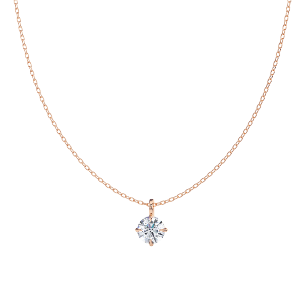 Classic Compass Set Round Lab Diamond Solitaire Pendant (1 1/2 ct. tw.)-14K Rose Gold