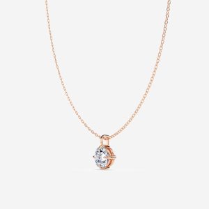 Classic Compass Set Round Lab Diamond Solitaire Pendant (2 ct. tw.)-14K Rose Gold