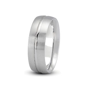 Low Dome With Recessed Groove (5Mm)Wedding Band Platinum (Setting Price)