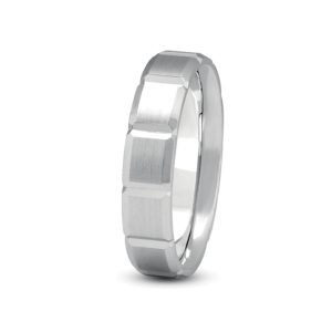 Step Cut Carved Men'S  (4Mm)Wedding Band Platinum (Setting Price)
