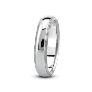 Dome Milgrain Comfort Fit (5Mm)Wedding Band Platinum (Setting Price)