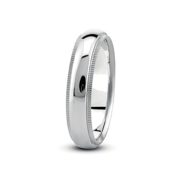 Dome Milgrain Comfort Fit (5Mm)Wedding Band Platinum (Setting Price)