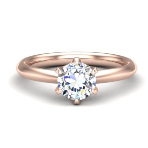 Olivia Knife Edge 6 Prong  Solitaire Engagement Ring - 14K Rose Gold (Setting Price)