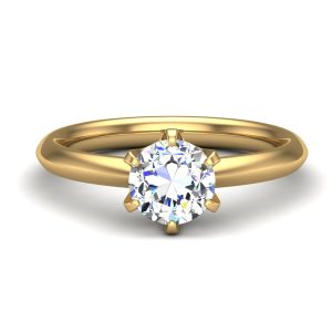 Olivia Knife Edge 6 Prong  Solitaire Engagement Ring - 14K Yellow Gold (Setting Price)