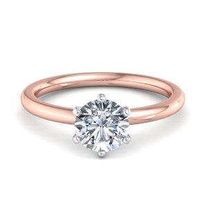 Ilana 6 Prong Solitaire Engagement Ring - 14K Rose Gold (Setting Price)
