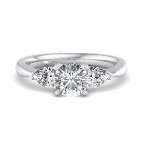Madison Three-Stone Pear Engagement Ring - 18K White Gold (Setting Price)