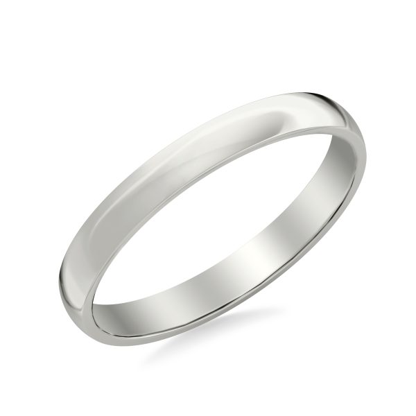 Low Dome Polished  (3mm)Wedding Band 18K White Gold (Setting Price)