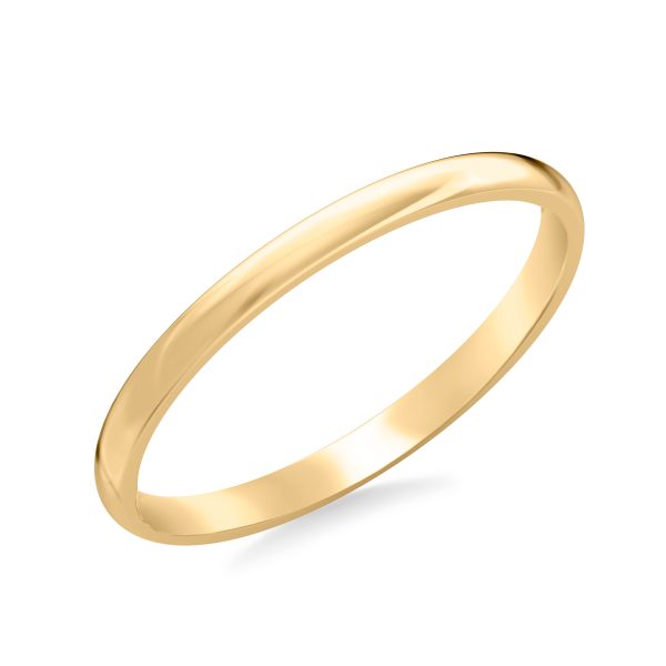 Low Dome Comfort Fit Polished  (2mm)Wedding Band 14K Yellow Gold (Setting Price)