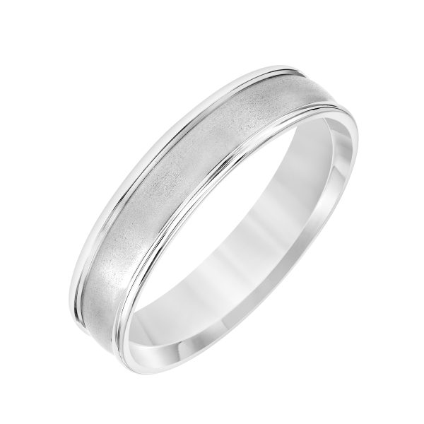 Low Dome Round Edge Carved  (5mm)Wedding Band Platinum (Setting Price)
