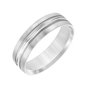 Double Grooved Carved  (6mm)Wedding Band Platinum (Setting Price)