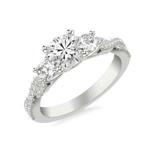 Presley 3-Stone Pave Engagement Ring - 18K White Gold (Setting Price)
