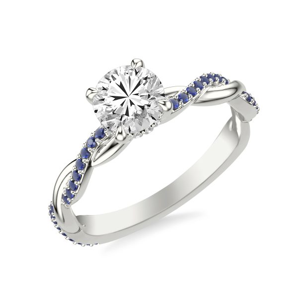 Whitely Sapphire and Diamond Twist Engagement Ring - 14K White Gold (Setting Price)