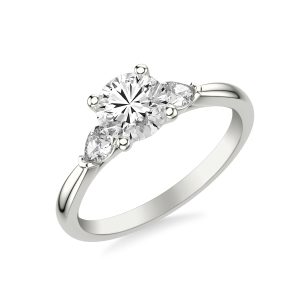 Jacie Three Stone Engagement Ring - 18K White Gold (Setting Price)