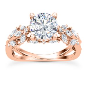 Butterfly And Bee Vine Twist Lab Engagement Ring - 14K Rose Gold (Setting Price)