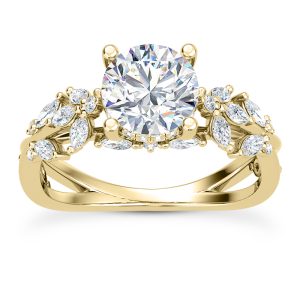Butterfly And Bee Vine Twist Lab Engagement Ring - 14K Yellow Gold (Setting Price)