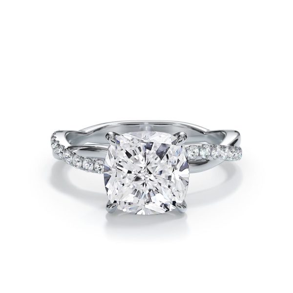 1.5 Ct. Cushion Lab Diamond Engagement Ring (Rare Carat Ideal - F Color - VS1 Clarity)  - 14K White Gold