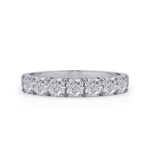 Cushion Cut Lab Diamond 7 Stone Ring (1.00 ct. tw.)Wedding Band Platinum (Setting Price)