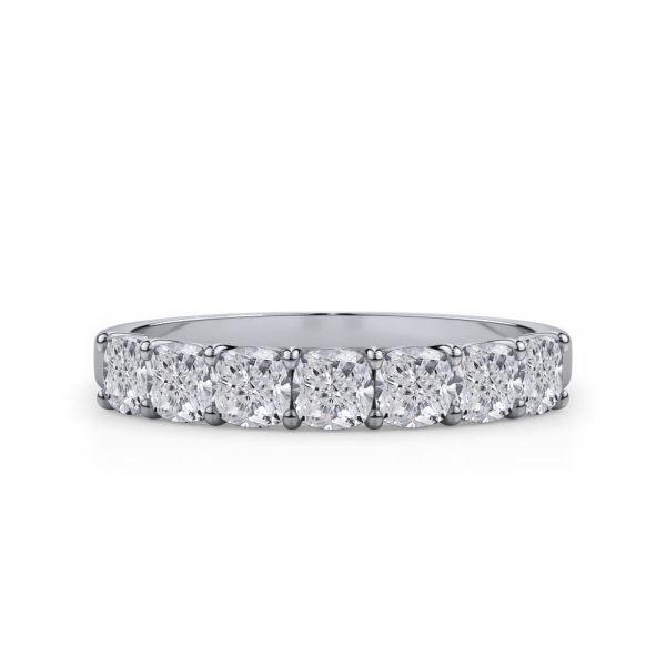 Cushion Cut Lab Diamond 7 Stone Ring (1.00 ct. tw.)Wedding Band Platinum (Setting Price)