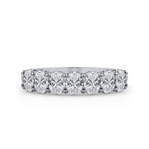 Oval Cut Lab Diamond 7 Stone Ring (1.00 ct. tw.)Wedding Band Platinum (Setting Price)