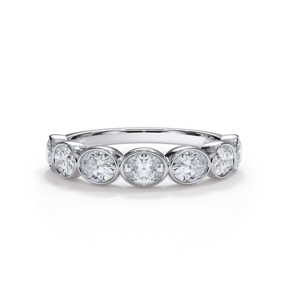 Bellora Oval Lab Bezel Wedding Band 14K White Gold (Setting Price)