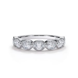 Bellora Oval Lab Bezel Wedding Band Platinum (Setting Price)