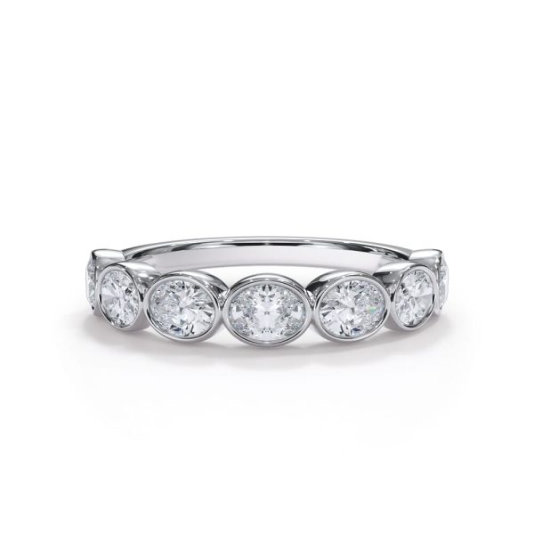 Bellora Oval Lab Bezel Wedding Band Platinum (Setting Price)