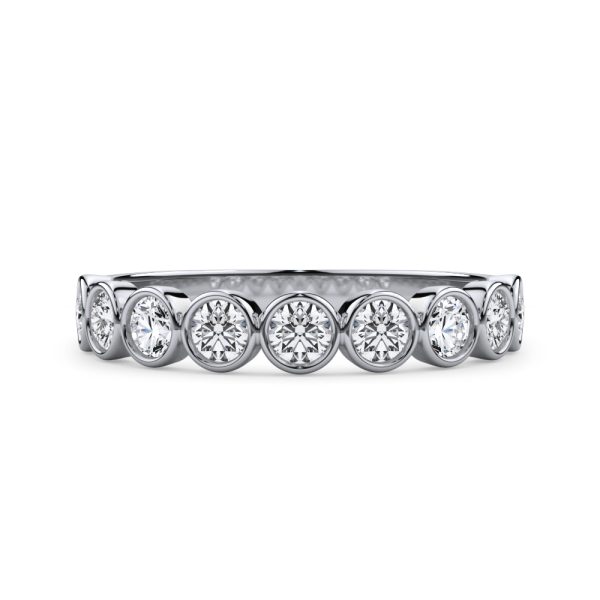 Round Bezel Lab Diamond  (.50ct. tw.)Wedding Band Platinum (Setting Price)