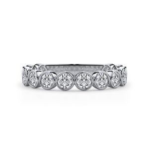 Round Bezel Lab Diamond  (.84ct. tw.)Wedding Band Platinum (Setting Price)