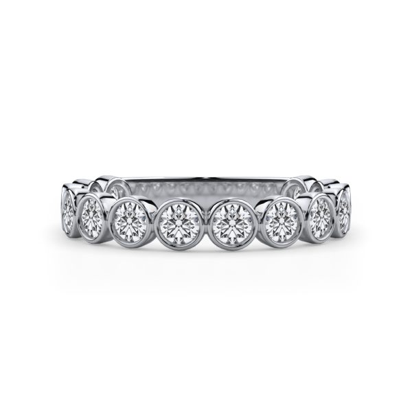 Round Bezel Lab Diamond  (.84ct. tw.)Wedding Band Platinum (Setting Price)