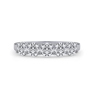 Classic Five-Stone Round Lab Diamond  (1.00ct. tw.)Wedding Band Platinum (Setting Price)