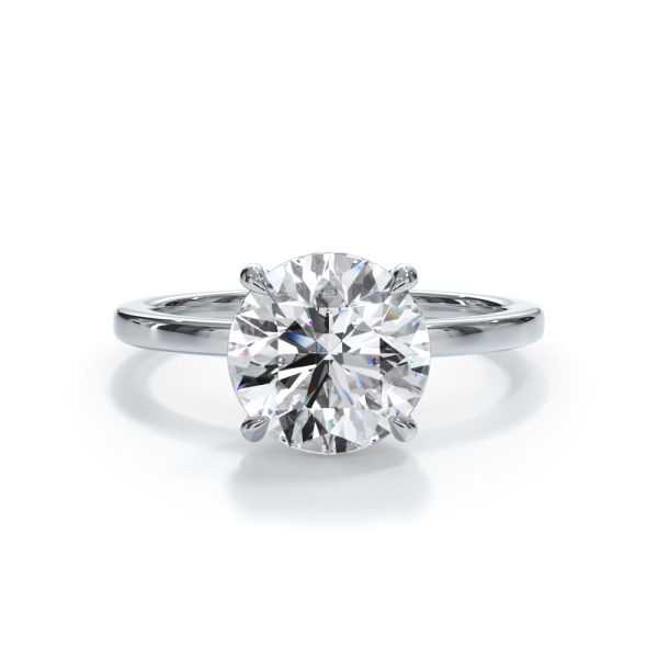 1 Ct. Round Lab Diamond Engagement Ring (Rare Carat Ideal - F Color - VVS2 Clarity)  - 14K White Gold