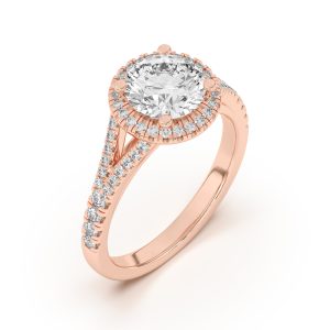 Clarissa Split Shank Halo Engagement Ring - 14K Rose Gold (Setting Price)