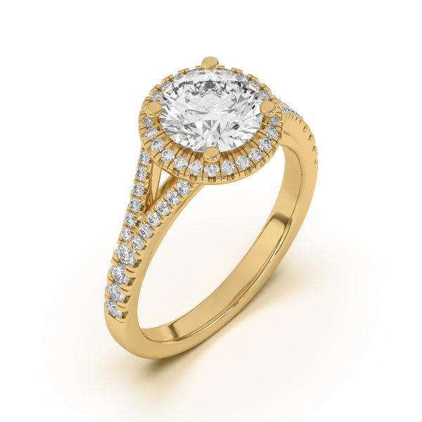 Clarissa Split Shank Halo Engagement Ring - 18K Yellow Gold (Setting Price)