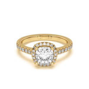 2 Ct. Cushion Lab Diamond Engagement Ring (Rare Carat Ideal - E Color - VS1 Clarity)  - 14K Yellow Gold