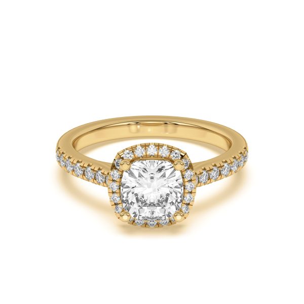 2 Ct. Cushion Lab Diamond Engagement Ring (Rare Carat Ideal - E Color - VS1 Clarity)  - 14K Yellow Gold