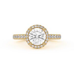1 Ct. Round Lab Diamond Engagement Ring (Rare Carat Ideal - F Color - VS1 Clarity)  - 14K Yellow Gold