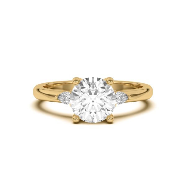Meredith Pear Accent Engagement Ring - 14K Yellow Gold (Setting Price)