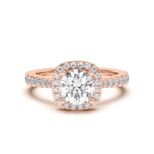 Cici Halo Engagement Ring - 14K Rose Gold (Setting Price)