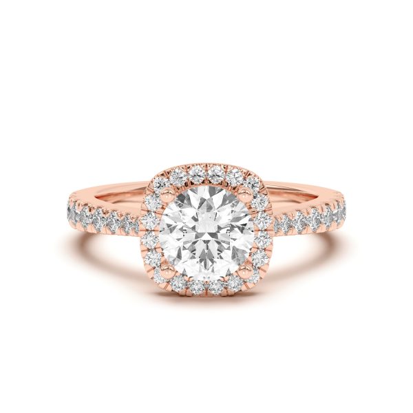 Cici Halo Engagement Ring - 14K Rose Gold (Setting Price)