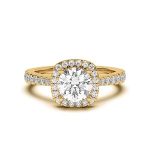 Cici Halo Engagement Ring - 14K Yellow Gold (Setting Price)