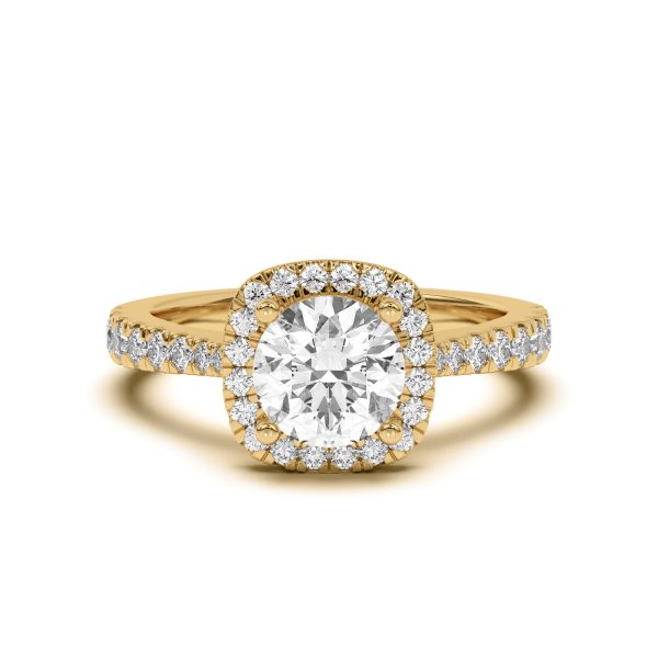 Cici Halo Engagement Ring - 14K Yellow Gold (Setting Price)