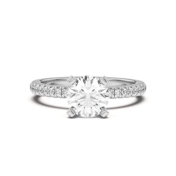 Donna Timeless Pav? Engagement Ring - 18K White Gold (Setting Price)