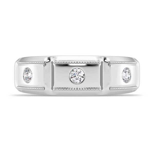 Milgrain Brick Lab Diamond  (7.00mm)Wedding Band Platinum (Setting Price)