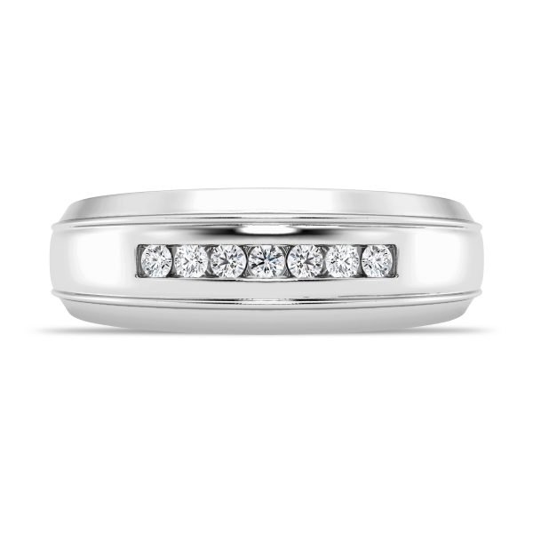 Grooved Channel-Set Lab Diamond  (7.5mm)Wedding Band Platinum (Setting Price)