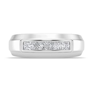Raised Channel-Set Princess-Cut Lab Diamond  (7mm)Wedding Band Platinum (Setting Price)