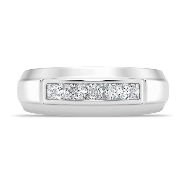 Raised Channel-Set Princess-Cut Lab Diamond  (7mm)Wedding Band Platinum (Setting Price)