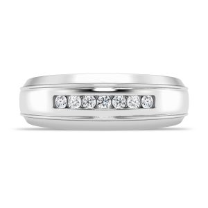 Grooved Channel-Set Diamond  (7.5mm)Wedding Band Platinum (Setting Price)